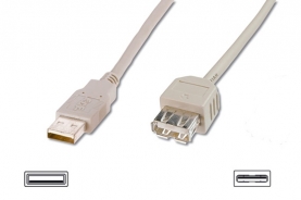 Cavo USB 2.0, Connettori AM AF, 5 mt Grigio