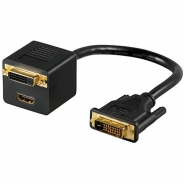 ADATTATORE DVI MASCHIO 24+1 / DVI FEMMINA 24+1 + HDMI FEMMINA CM 30