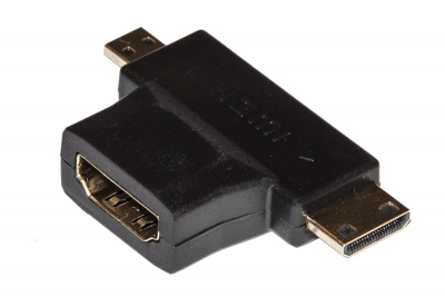 ADATTATORE HDMI FEMMINA A MINI HDMI MASCHIO + MICRO HDMI MASCHIO