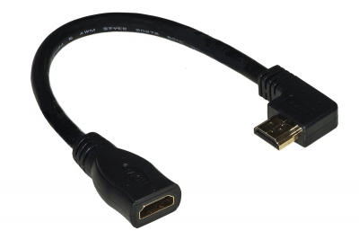 ADATTATORE HDMI MASCHIO/FEMMINA ANGOLO 90° VERSO SINISTRA CM 15