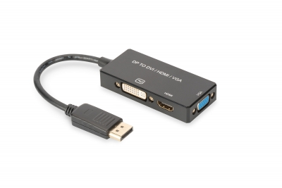 ADATTATORE VIDEO 3 IN 1 CONNETTORE DP MASCHIO - HDMI + DVI + VGA