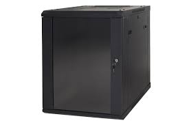 ARMADIO RACK 19 9 UNITA' DA MURO A) 500 x (L) 600 x (P) 450 NERO DISASSEMBLATO PORTA METALLO PIENO