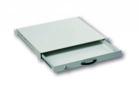 CASSETTO ESTRAIBILE CON MANIGLIA E CHIUSURA A CHIAVE PER ARMADI RACK 19 MISURE MM. 482X45X492 COLORE GRIGIO CHIARO