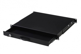 CASSETTO ESTRAIBILE CON MANIGLIA E CHIUSURA A CHIAVE PER ARMADI RACK 19 MISURE MM. 482X45X492 COLORE NERO