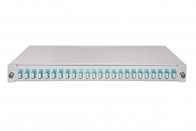 CASSETTO FIBRA OTTICA CON 24 PIGTAIL LC DUPLEX OM3 1 UNITA? PER INSTALLAZIONE 19 GRIGIO