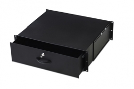 CASSETTO PER ARMADI RACK 19 CON SERRATURA, 3 UNITA', COLORE NERO RAL9005-DIMENSIONI (L/P/A) MM. 485X480X134