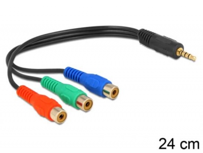 CAVETTO ADATTATORE 3 x RCA FEMMINA - 3,5MM STEREO 4 PIN MASCHIO CM 24