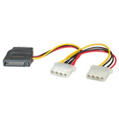 CAVETTO ADATTATORE SATA MASCHIO - 2 X MOLEX 4 POLI FEMMINA CM 12