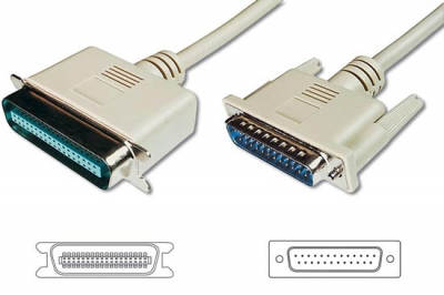 CAVO PER STAMPANTE PARALLELA PRESSOFUSO BIDIREZIONALE CONNETTORI 25 POLI/36POLI CENTRONICS VITI LUNGHE MT. 1.8