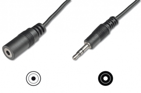 CAVO STEREO 3.5 MM. PROLUNGA SCHEDA AUDIO PER CUFFIE/CASSE MASCHIO/FEMMINA MT. 5