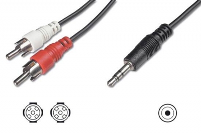 CAVO STEREO PER COLLEGAMENTO CASSE-SCHEDA AUDIO 1 CONNETTORE 3,5 MM. - 2 CONNETTORI CINCH (RCA) MASCHIO - MT. 15