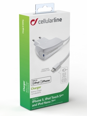 CHARGER - Caricabatteria da rete bianco per per iPhone 5, iPod nano 7, iPod touch 5