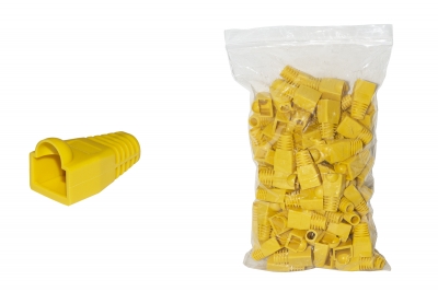 CONFEZIONE 100 COPRICONNETTORI 6MM PER PLUG RJ45 8 POLI CAVO CAT 5E- 6 GIALLO