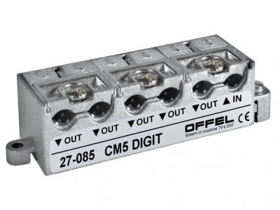 Divisore Tv-Sat 5 uscite pressofuso serie Digit -13dB morsetto