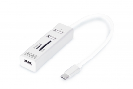 HUB OTG 3 PORTE TIPO C USB 2.0 CON LETTORE DI SCHEDE DIGITUS