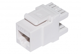 INSERTO JACK NON SCHERMATO RJ45 8 POLI CAT 5E 180° PER RETI BIANCO SLIM