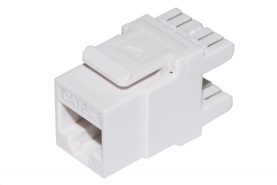 INSERTO JACK NON SCHERMATO RJ45 8 POLI CAT 5E 180° PER RETI BIANCO SLIM