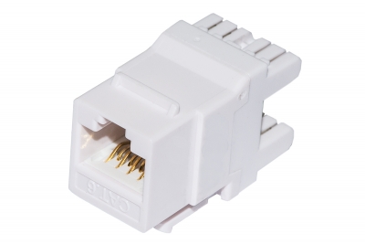 INSERTO JACK NON SCHERMATO RJ45 8 POLI CAT 6 180° PER RETI BIANCO SLIM