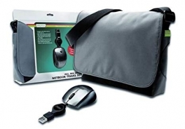 KIT BORSA PER NOTEBOOK O TABLET + MINI MOUSE OTTICO CON CAVO RETRATTILE COLORE NERO