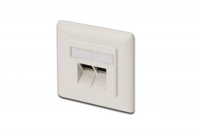 PLACCA PRESA MURO CAT. 6A SCHERMATA CON 2 PRESE RJ45 INSTALLAZIONE CAVI ORIZZONTALE