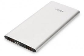 POWER BANK IN ALLUMINIO 5000 MAH 2 PORTE USB 2,1A+1A COLORE ARGENTO