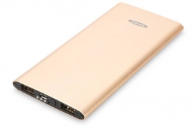 POWER BANK IN ALLUMINIO 5000 MAH 2 PORTE USB 2,1A+1A COLORE ORO