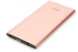 POWER BANK IN ALLUMINIO 5000 MAH 2 PORTE USB 2,1A+1A COLORE ROSA