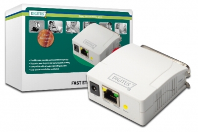 PRINT SERVER DI RETE CON UNA PORTA RJ45 10/100 MBPS PER STAMPANTI CENTRONICS PARALLELE 36 POLI