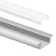 Profilo in alluminio ad incasso estruso anodizzato, ideale per strisce LED (25.7x8x2000mm)