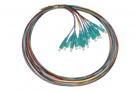 SET 12 CAVI PIGTAIL FIBRA OTTICA COLORATI CONNETTORI LC OM3 SIMPLEX 1 MT