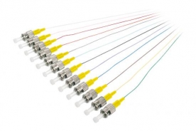 SET 12 CAVI PIGTAIL FIBRA OTTICA COLORATI CONNETTORI ST OS2 9/125 SIMPLEX