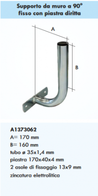 Supporto da muro a 90° fisso con piastra dritta