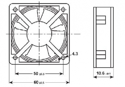 Ventola  tachimetrica a 12V in corrente continua 60x60x10mm con bronzine